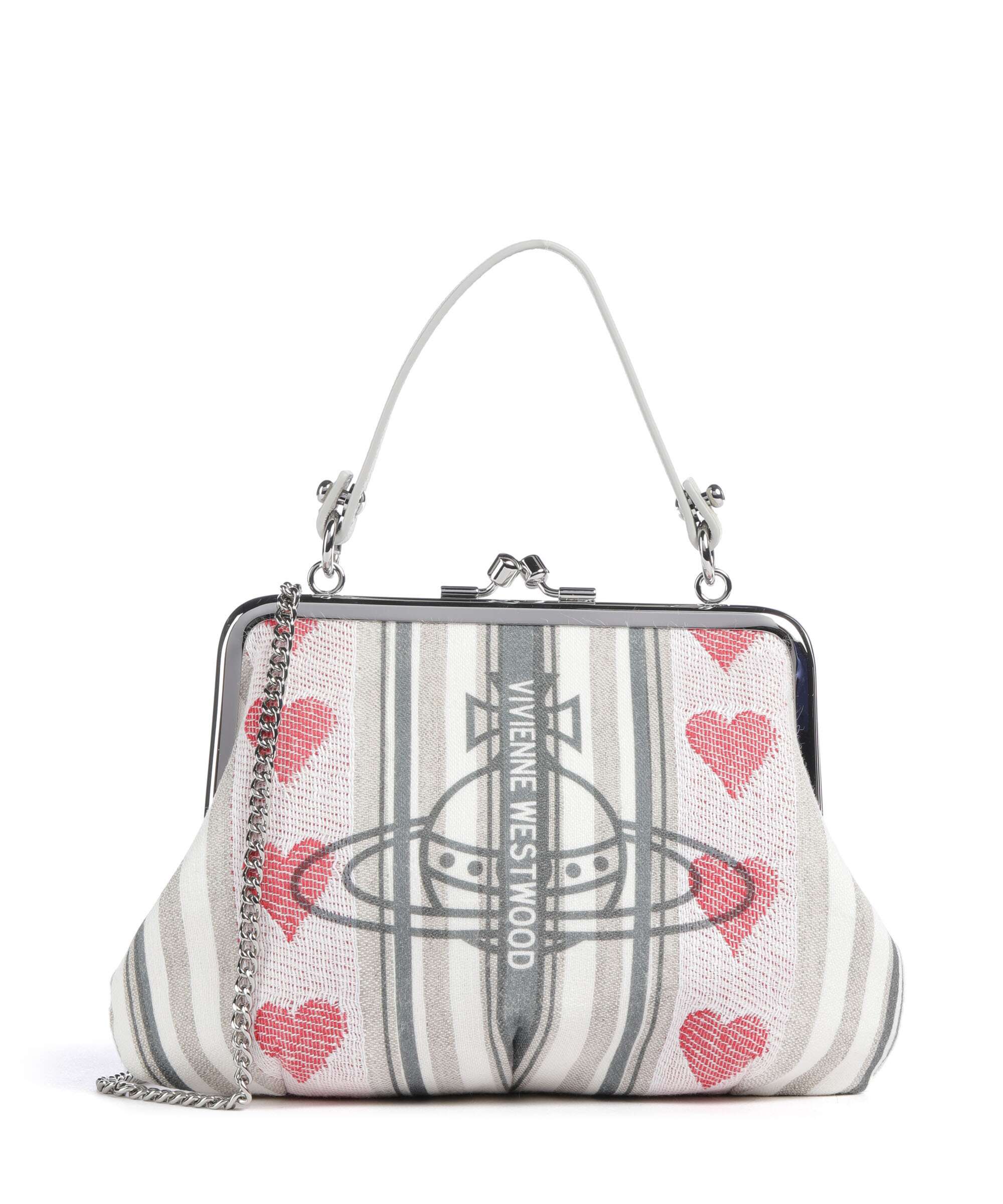 Vivienne Westwood Granny Frame Linen Hearts Stripes Crossbody bag multicolour 