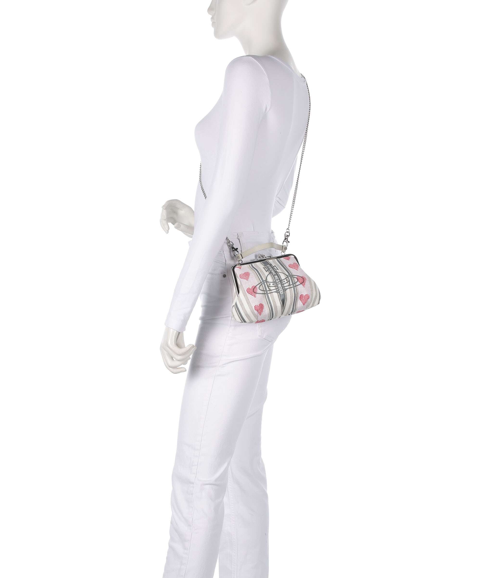 Vivienne Westwood Granny Frame Linen Hearts Stripes Crossbody bag multicolour 