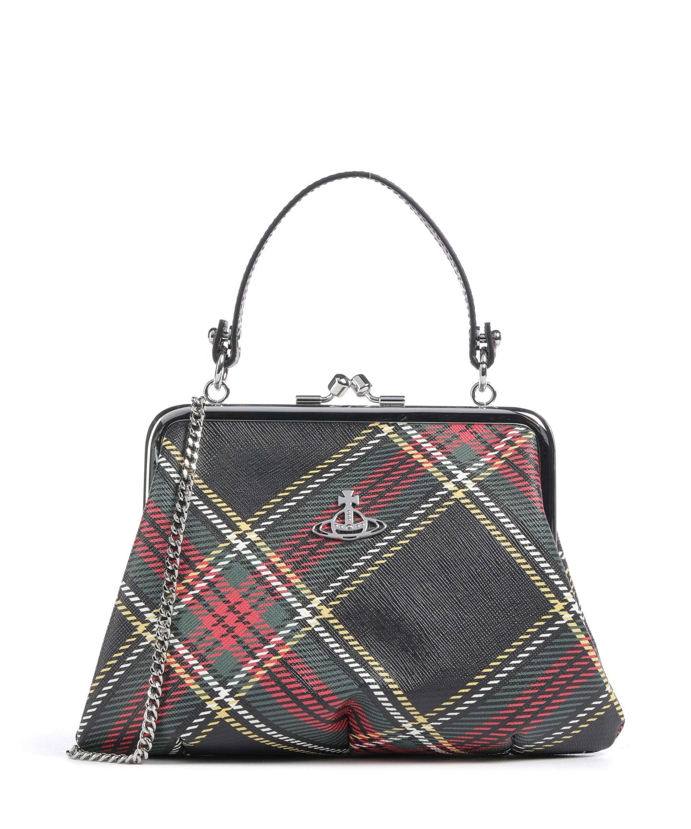 Vivienne Westwood Granny Frame Saffiano Printed Handbag chelsea tartan