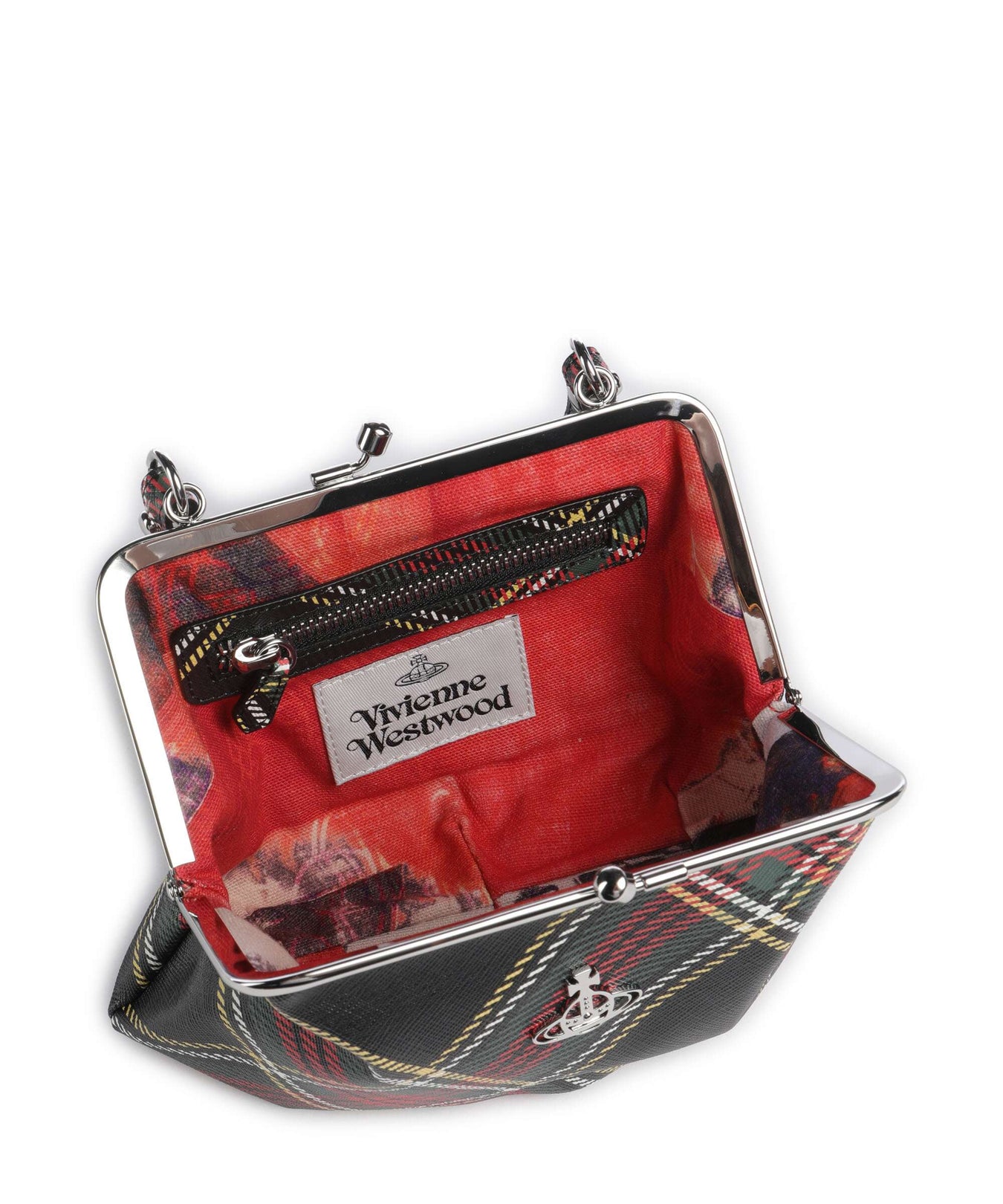 Vivienne Westwood Granny Frame Saffiano Printed Handbag chelsea tartan