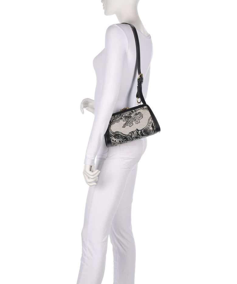 Vivienne Westwood Ascot Frame Venus Wool Jacquard Crossbody bag cream/black