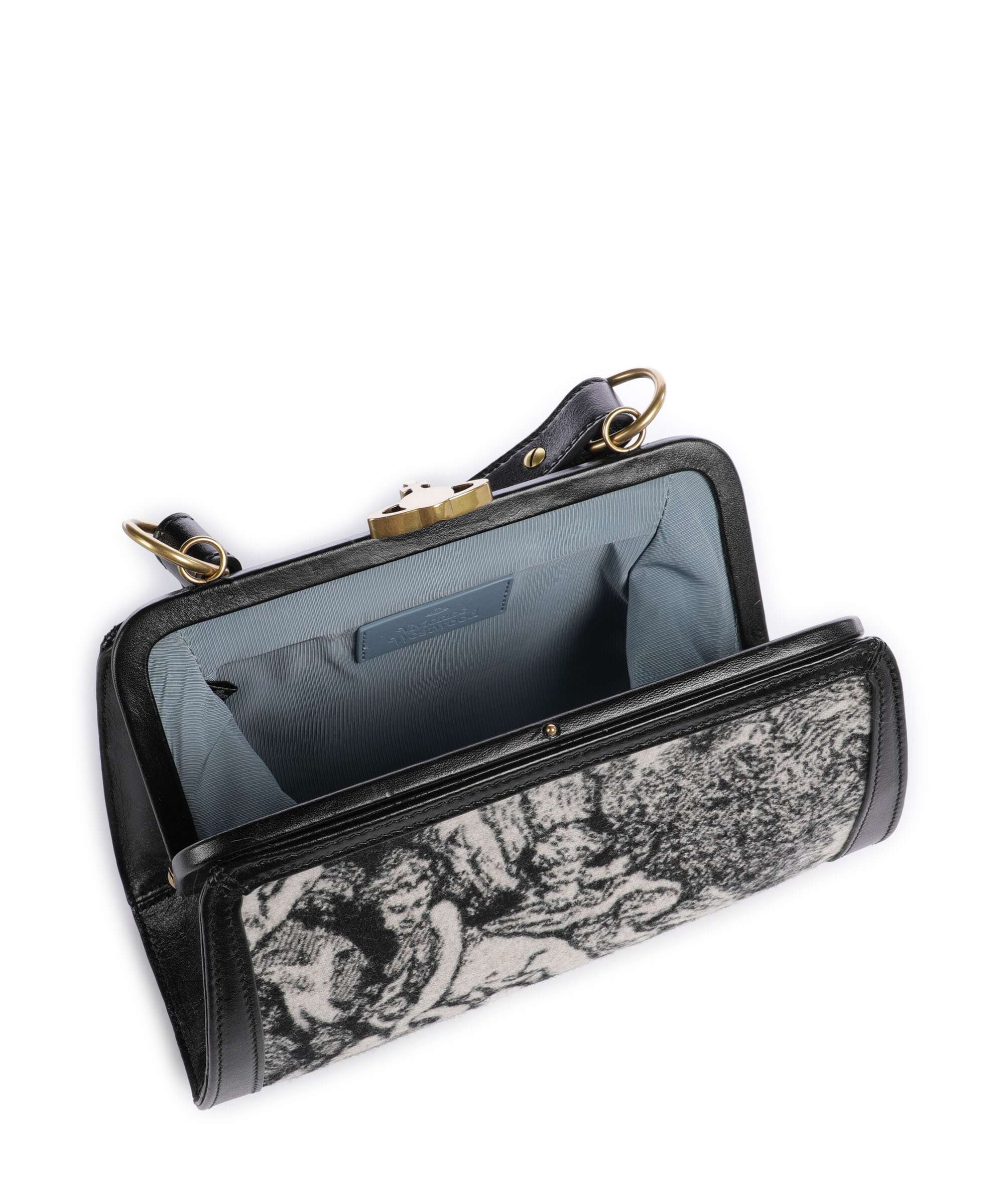 Vivienne Westwood Ascot Frame Venus Wool Jacquard Crossbody bag cream/black