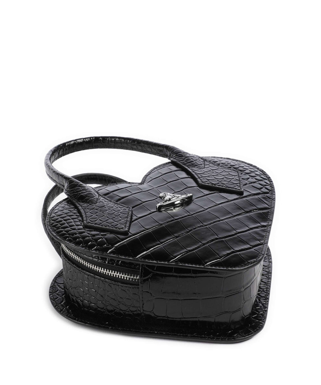 Vivienne Westwood Josephine Heart Embossed Croc Handbag black