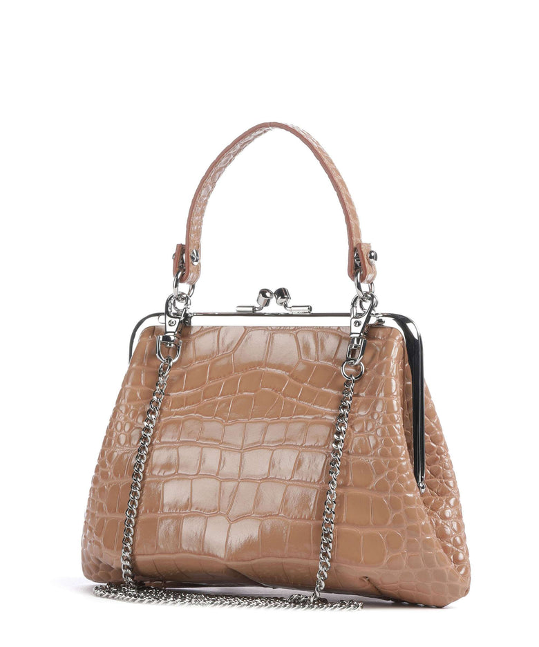 Vivienne Westwood Granny Frame Embossed Croc Handbag dusty pink