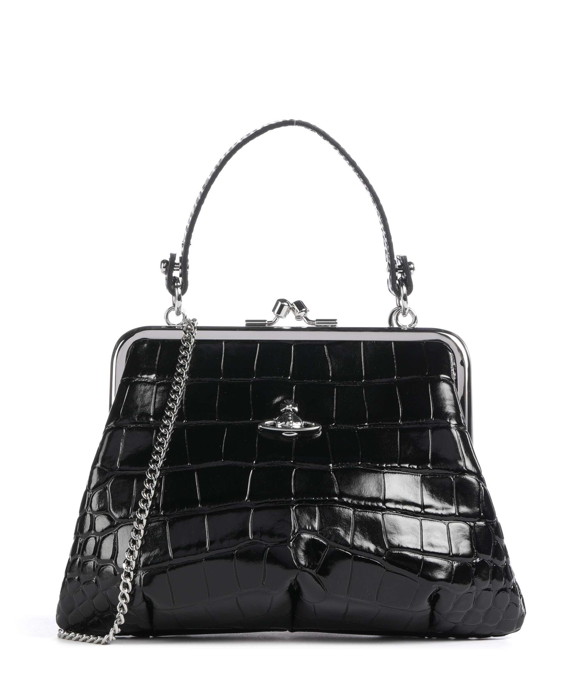 Vivienne Westwood Granny Frame Embossed Croc Handbag black