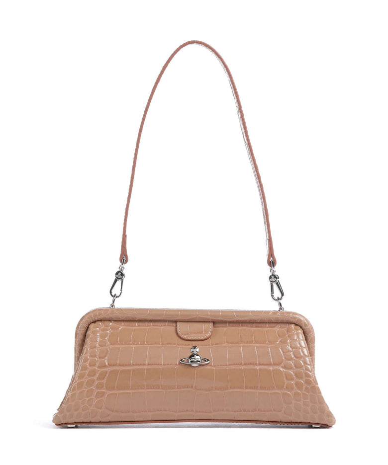 Vivienne Westwood Jane Frame Embossed Croc Shoulder bag dusty pink