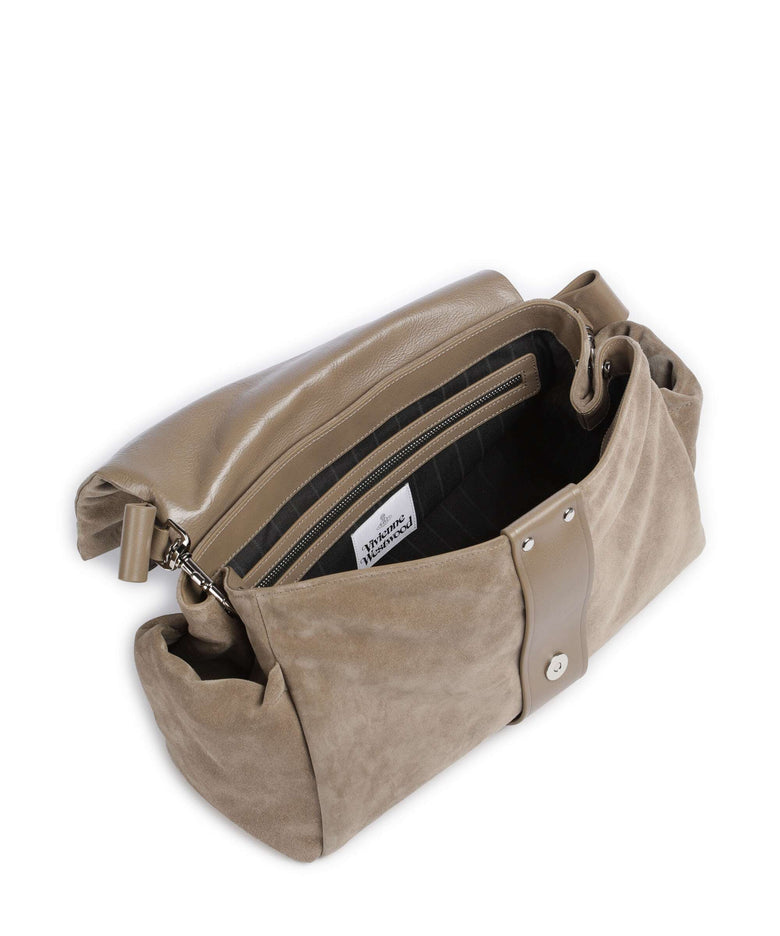 Vivienne Westwood Hazel Suede Treasure XL Shoulder bag stone