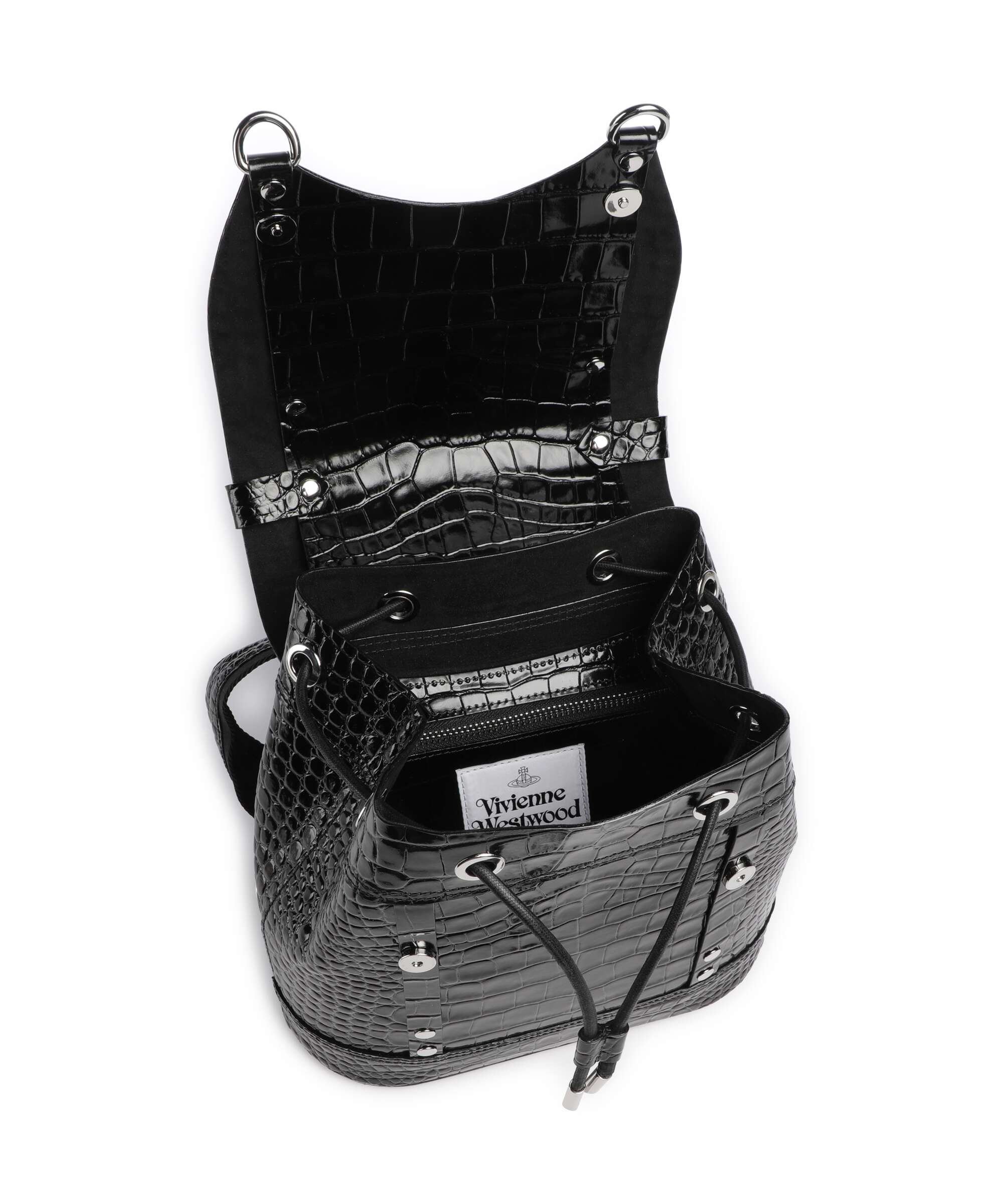 Vivienne Westwood Max Embossed Croc Small Backpack black