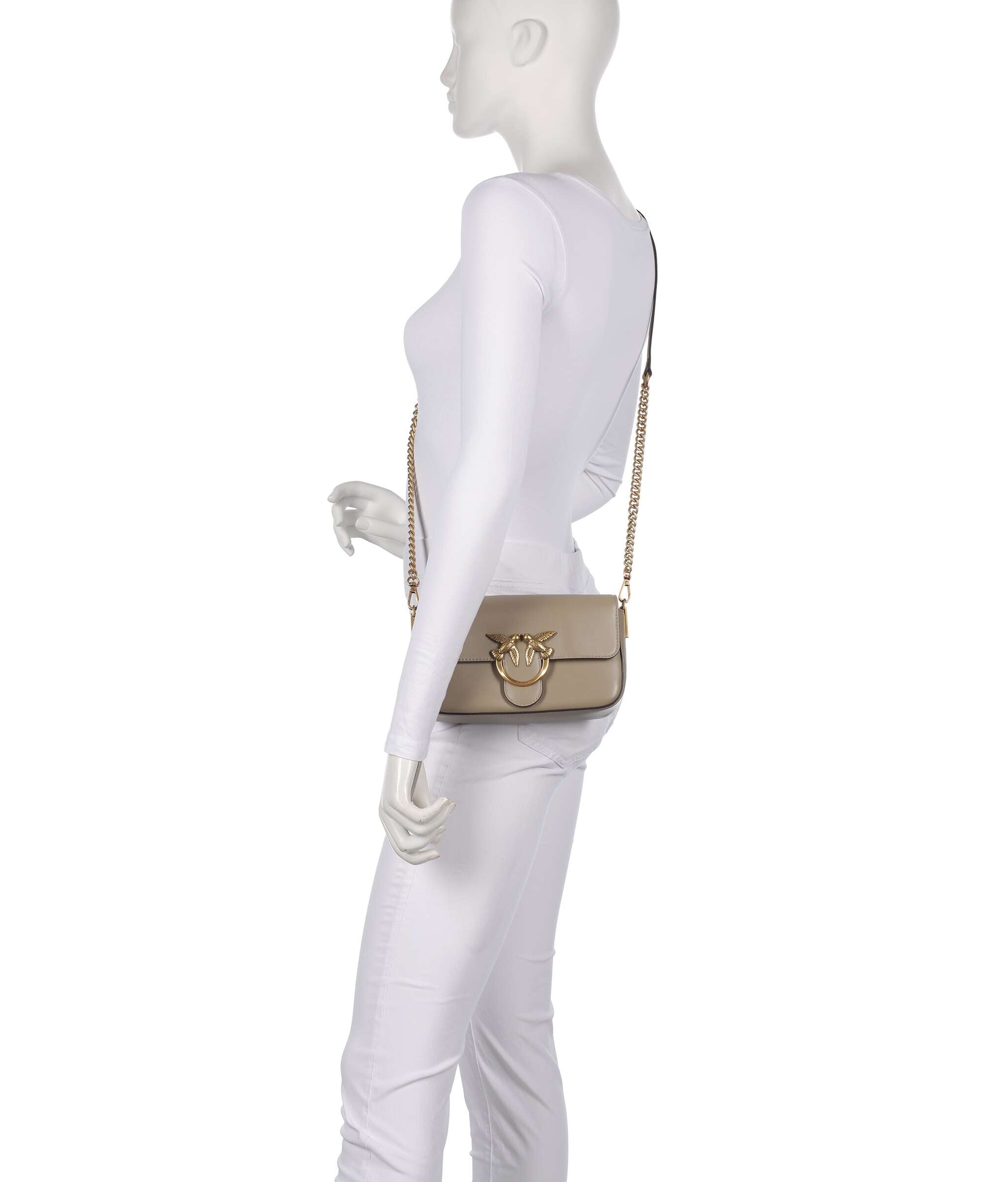 Pinko Love One Mini Slouchy Crossbody bag grigio talpa/antique gold