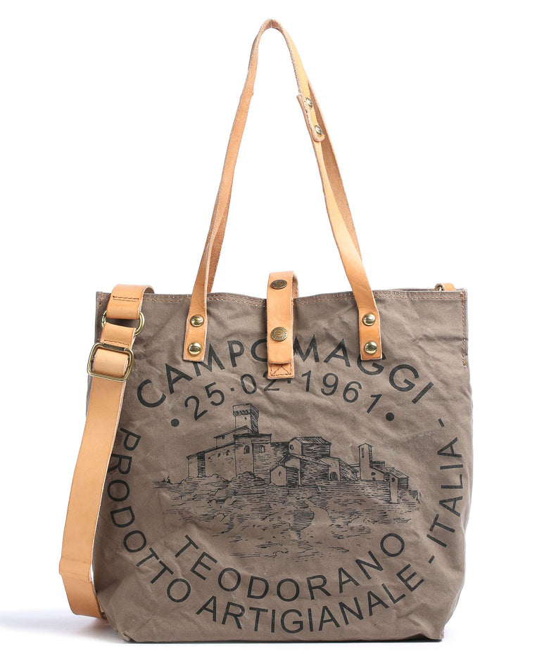 Campomaggi Tote bag verde militare/naturale/nera