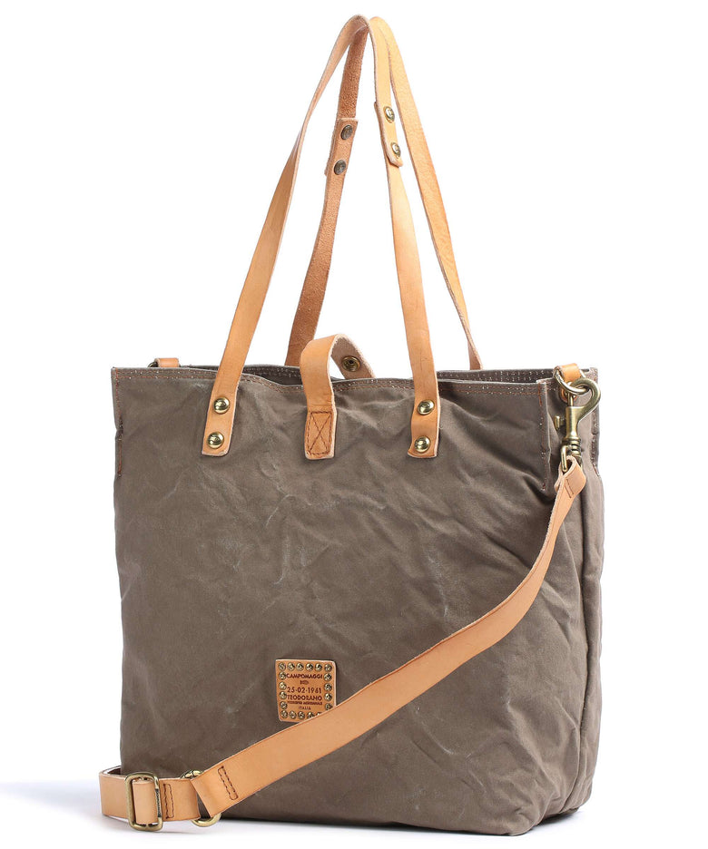 Campomaggi Tote bag verde militare/naturale/nera