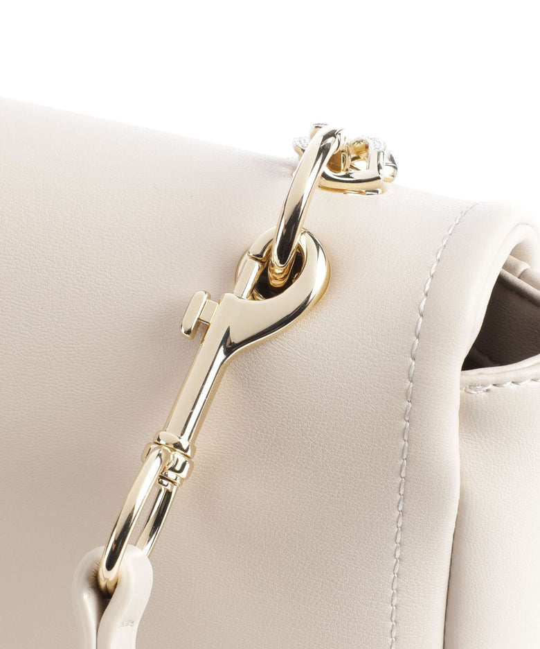 Love Moschino Strass Heart Chain Crossbody bag avorio