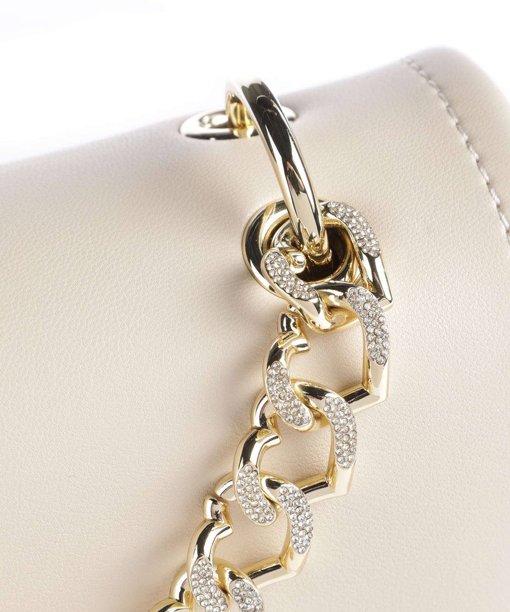 Love Moschino Strass Heart Chain Crossbody bag avorio
