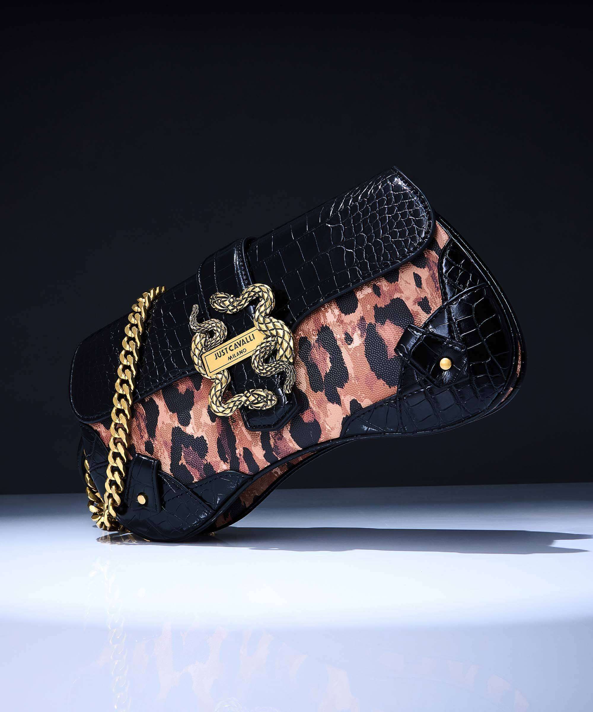 Just Cavalli Iconic Snakes Shoulder bag macula/black