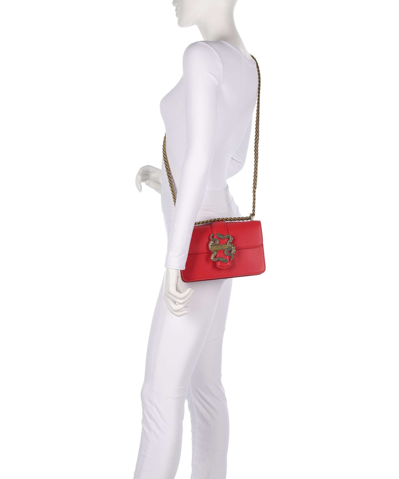 Just Cavalli Iconic Snakes Shoulder bag tango red