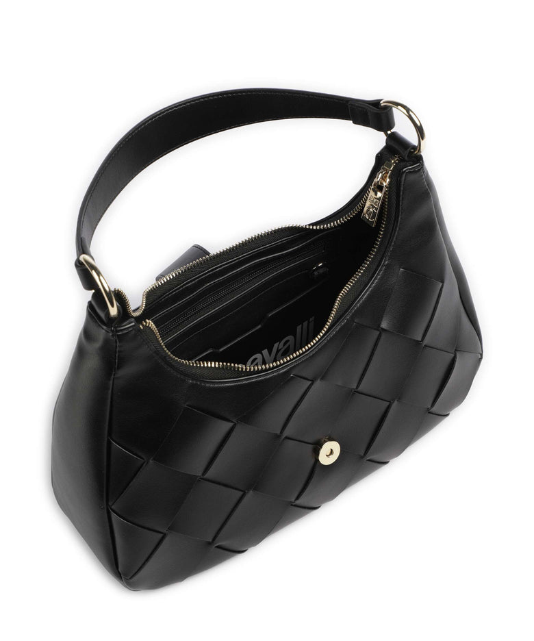 Just Cavalli Iconic Snakes Braided Shoulder bag black