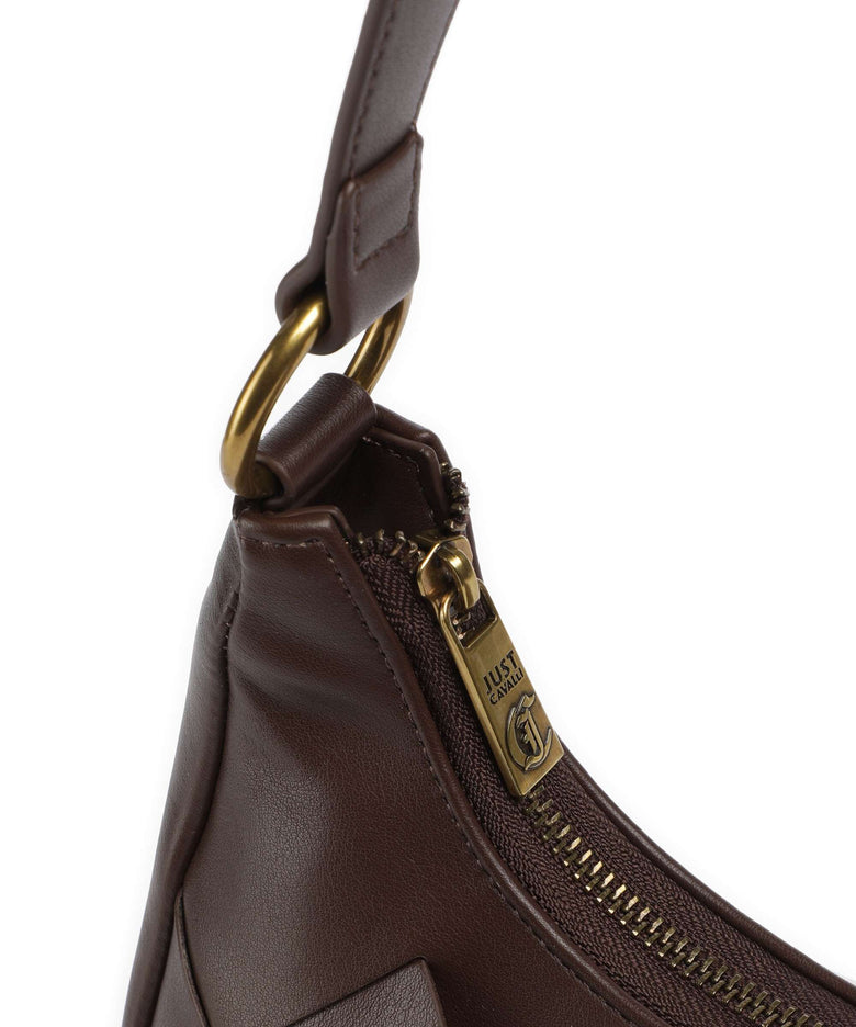 Just Cavalli Iconic Snakes Braided Shoulder bag black coffee