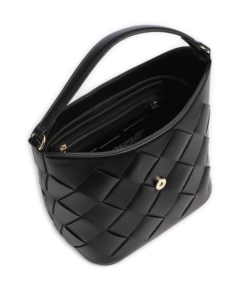 Just Cavalli Iconic Snakes Braided Hobo bag black