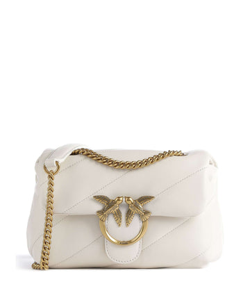 Pinko Love Puff Mini Borsa a spalla bianco seta/antique gold