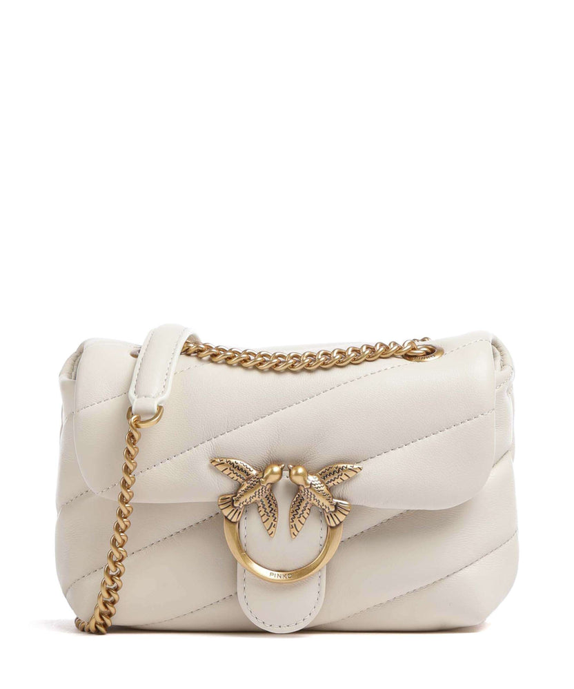 Pinko Love Puff Baby Shoulder bag bianco seta/antique gold