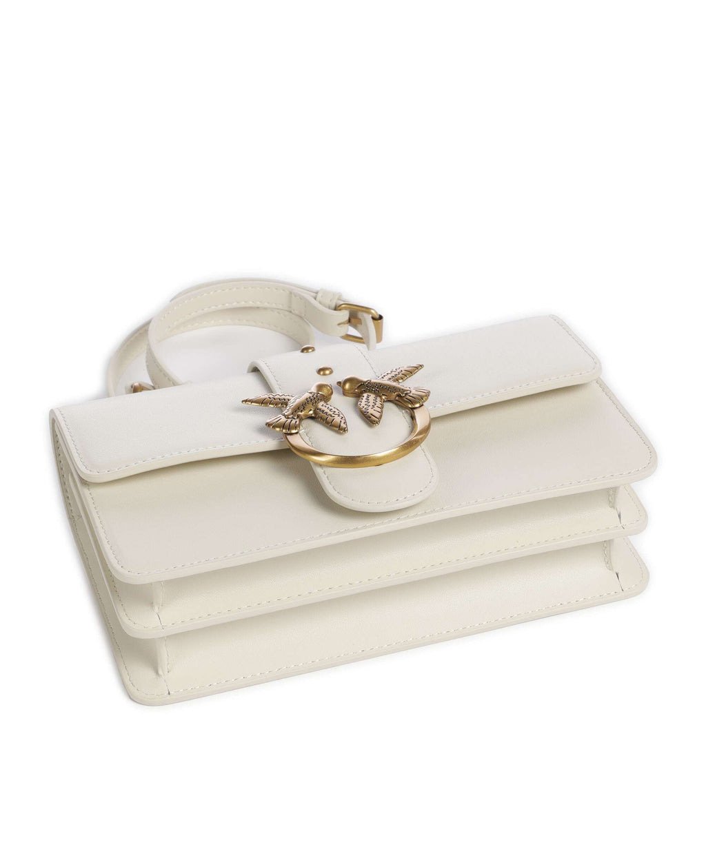 Pinko Love One Mini Crossbody bag bianco seta/antique gold
