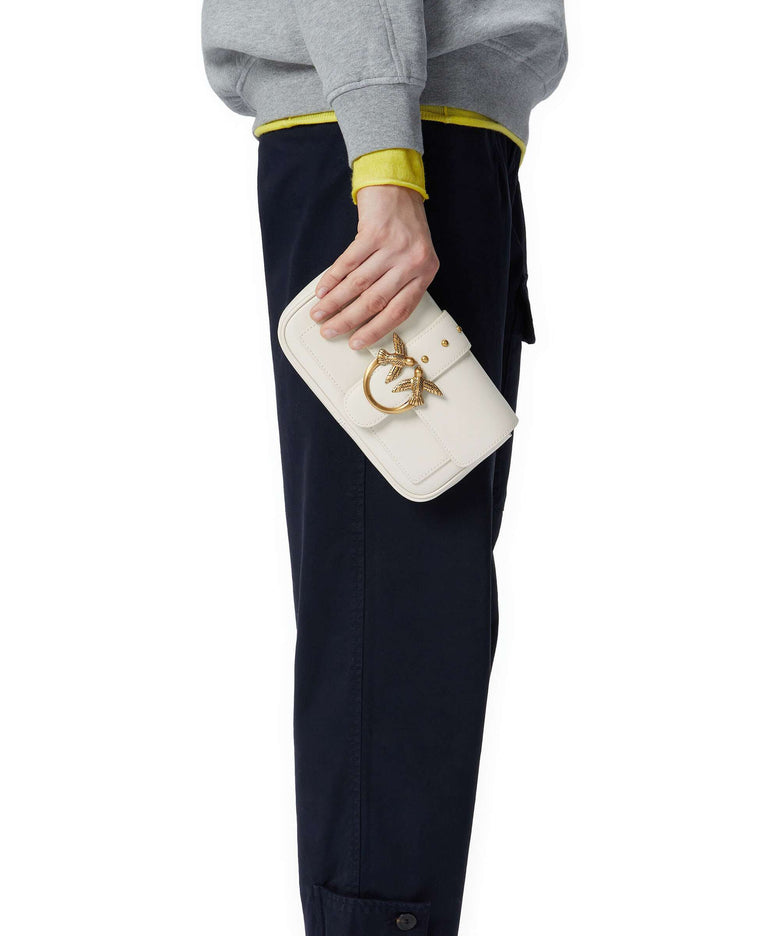 Pinko Love One Pocket Crossbody bag bianco seta/antique gold