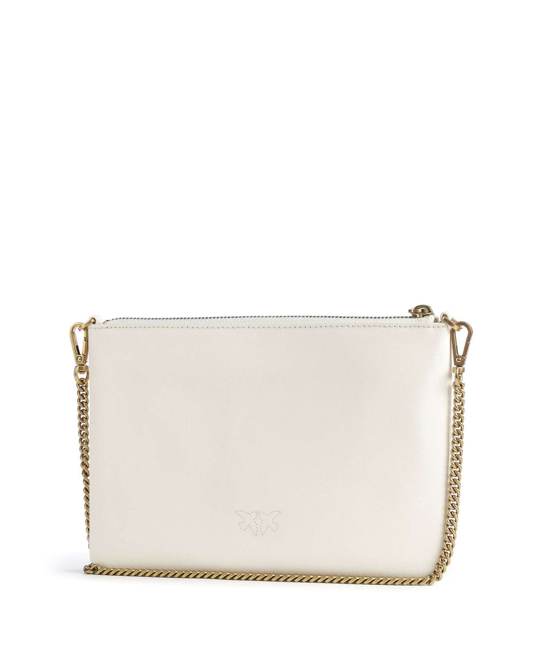 Pinko Flat Classic Crossbody bag bianco seta/antique gold
