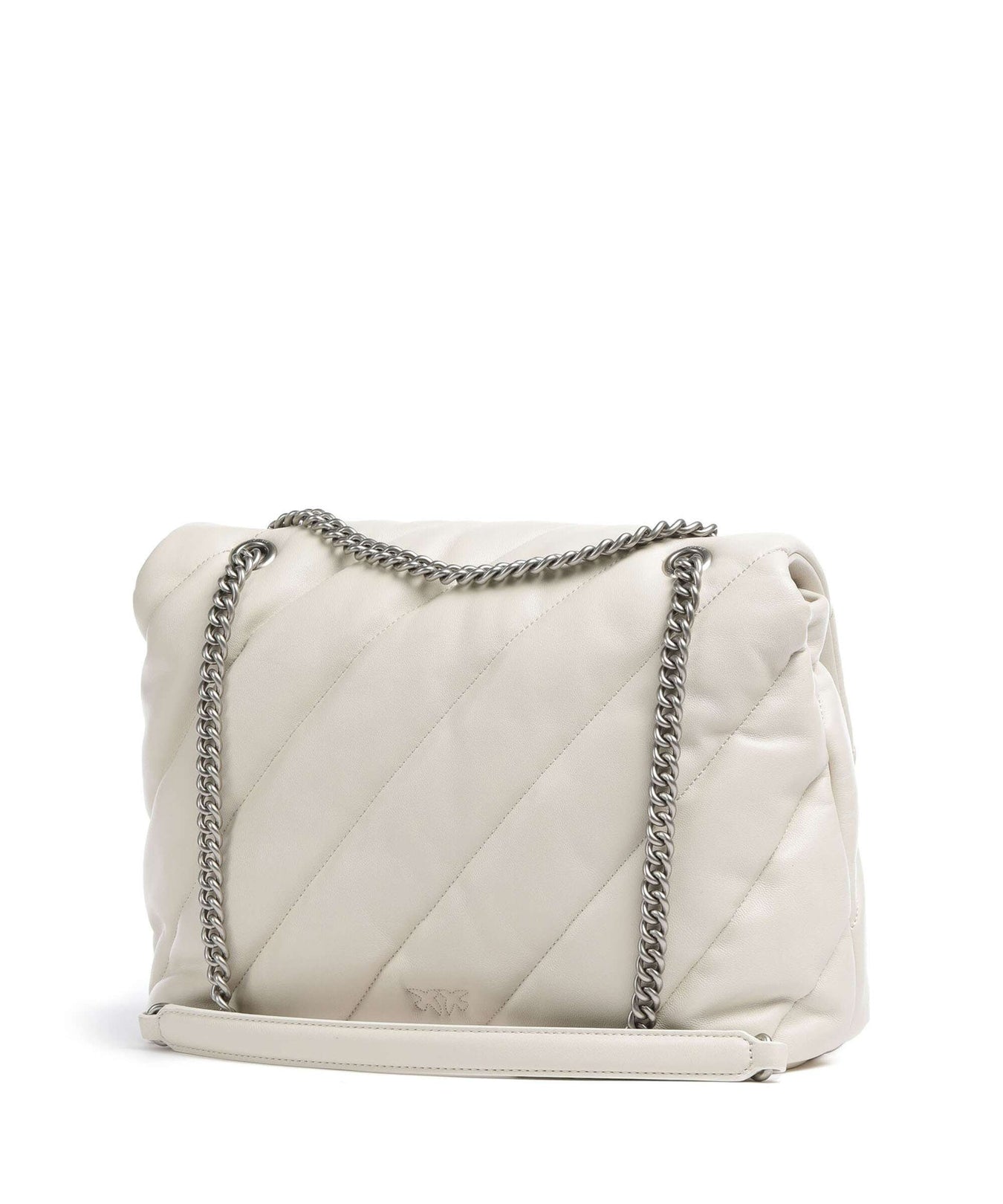 Pinko Love Puff Big Shoulder bag bianco seta/old silver