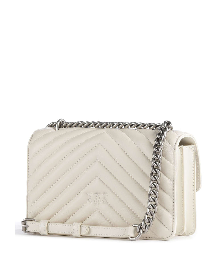 Pinko Love One Mini Shoulder bag bianco seta/old silver