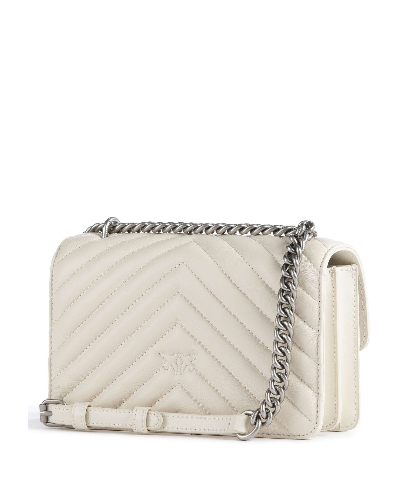 Pinko Love One Mini Shoulder bag bianco seta/old silver
