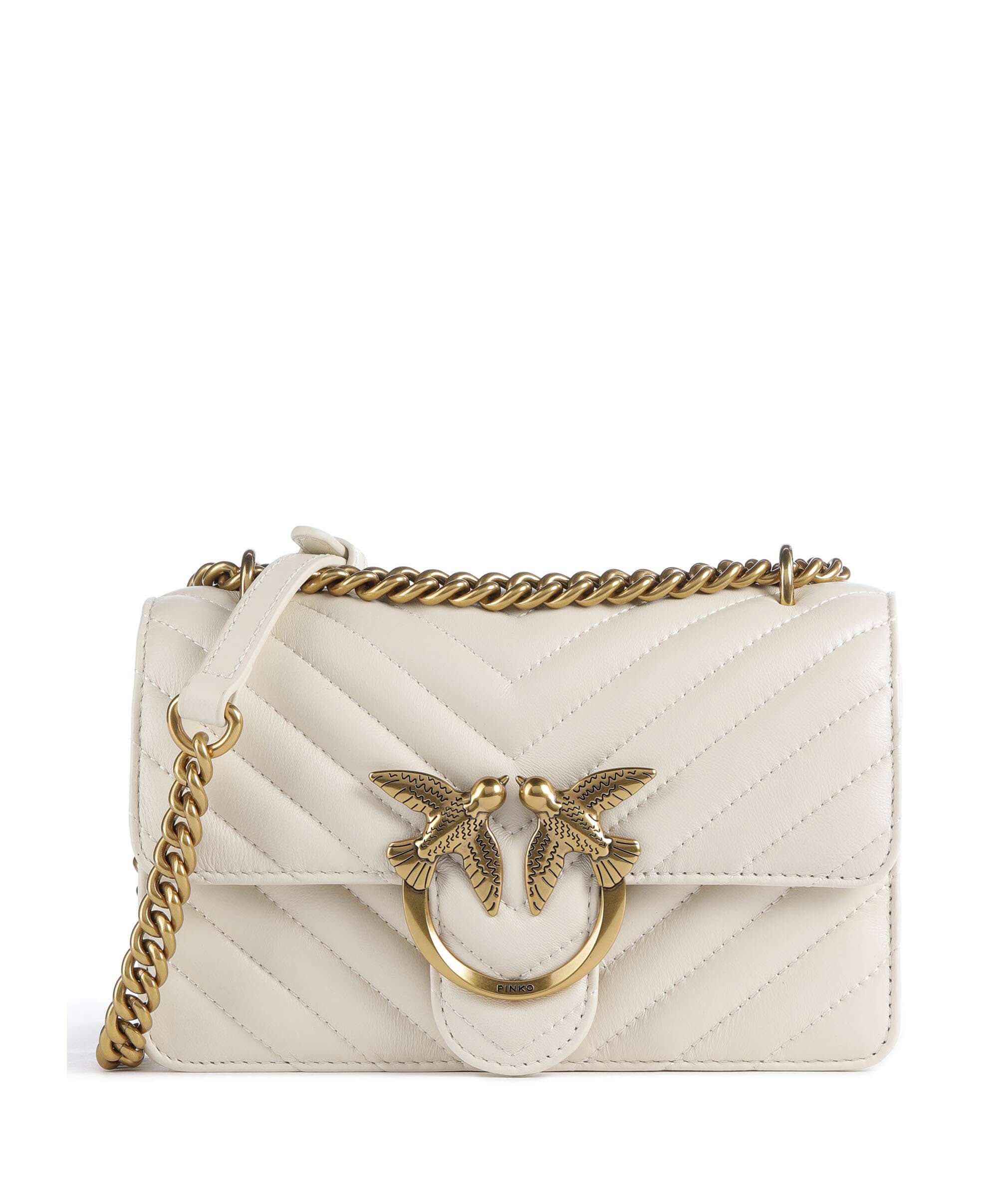 Pinko Love One Mini Shoulder bag bianco seta/antique gold