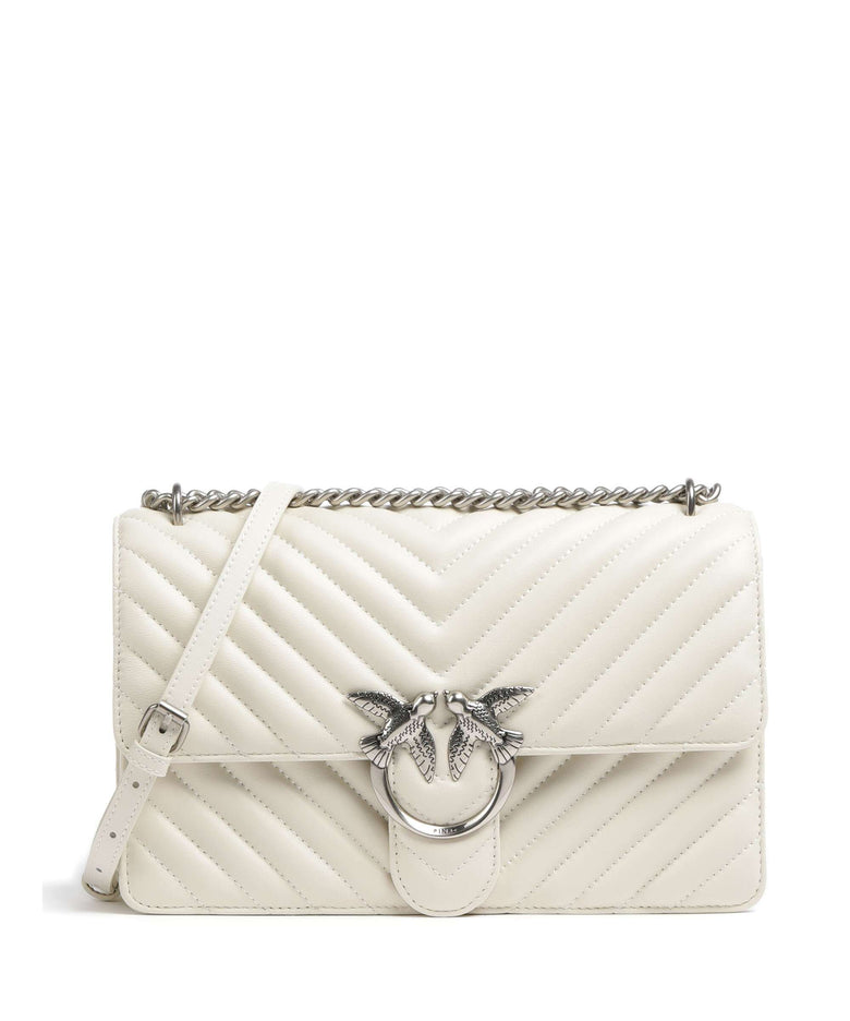 Pinko Love One Classic Shoulder bag bianco seta/old silver