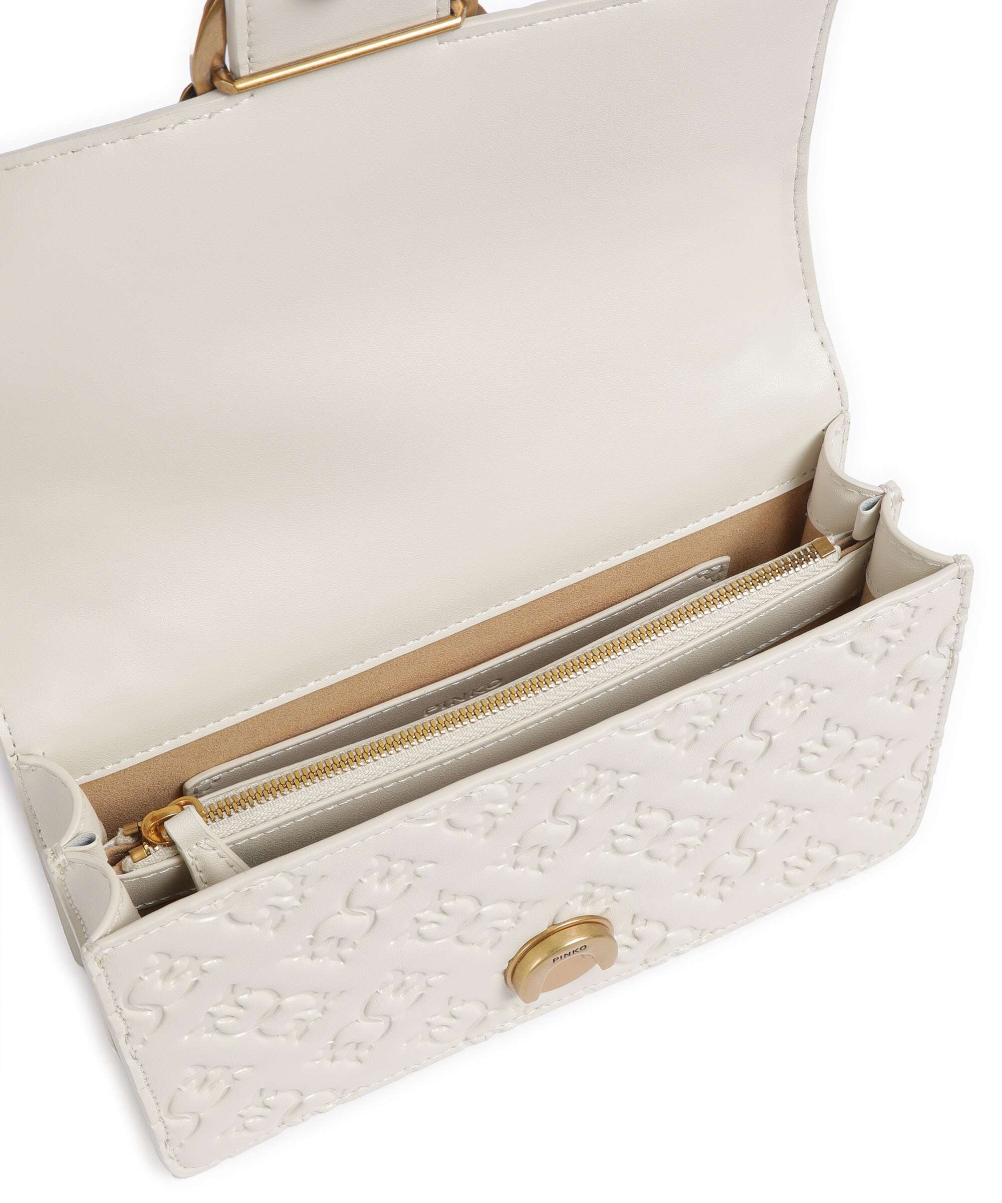 Pinko Love One Mini Shoulder bag bianco seta/antique gold