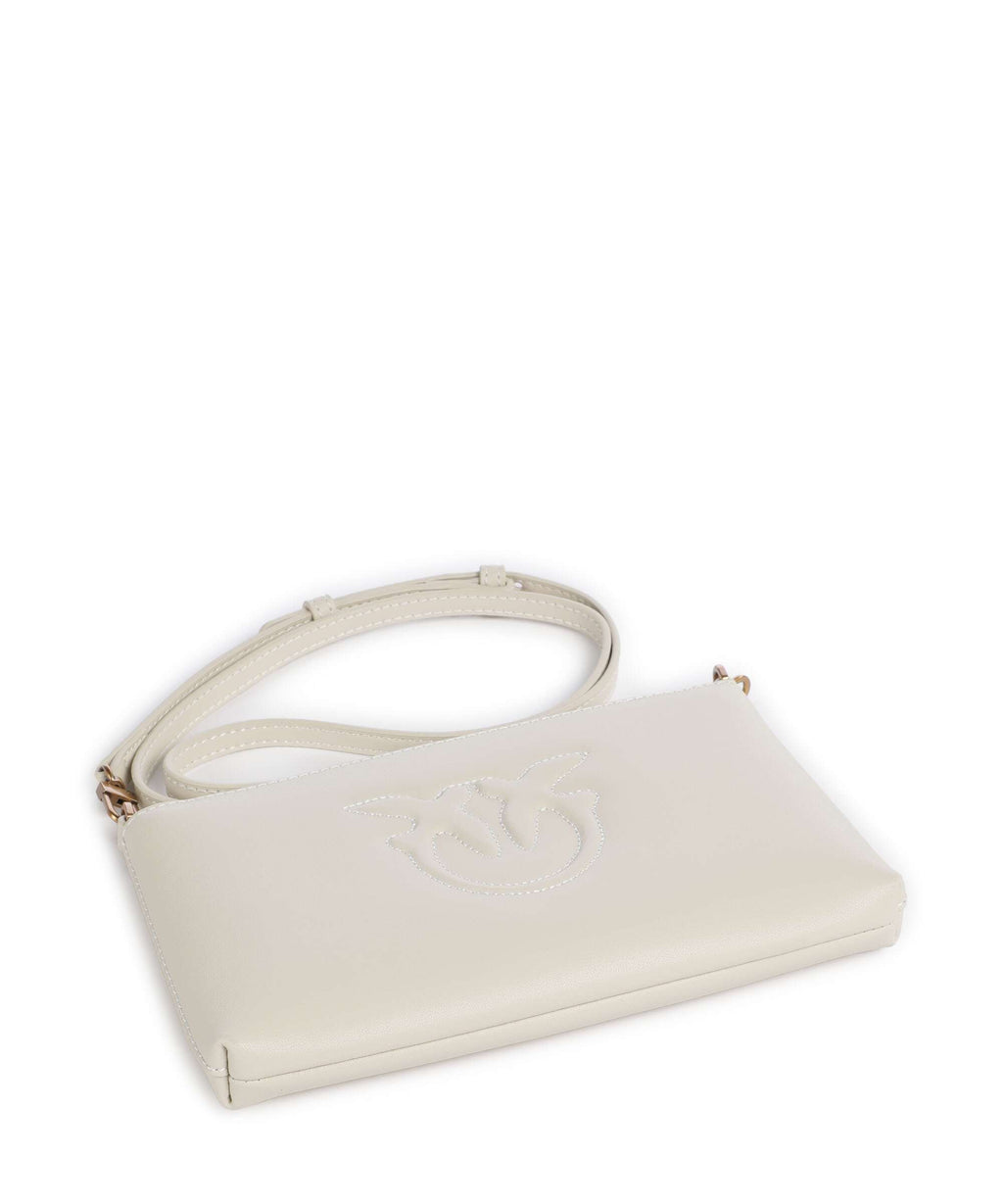 Pinko Flat Mini Crossbody bag bianco seta/antique gold
