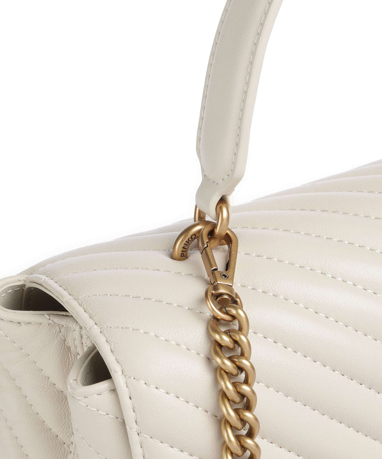 Pinko Love Lady Puff Big Handbag bianco seta/antique gold