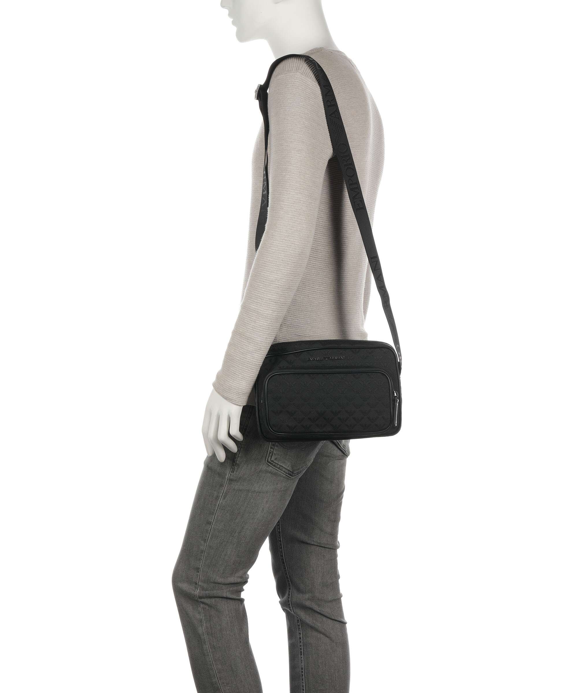 Emporio Armani Omnia Jacquard Crossbody bag black