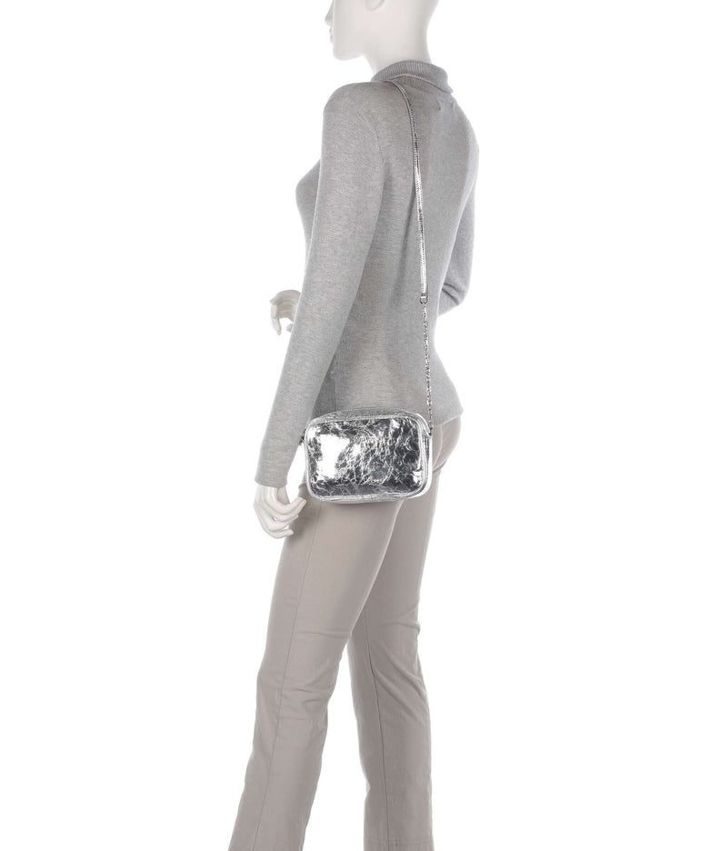 Patrizia Pepe Crossbody bag craquele silver