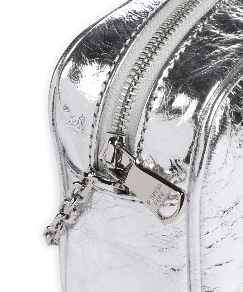 Patrizia Pepe Crossbody bag craquele silver