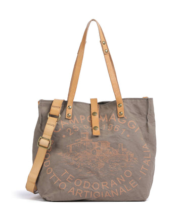 Campomaggi Borsa shopper verde militare/naturale/albicocca