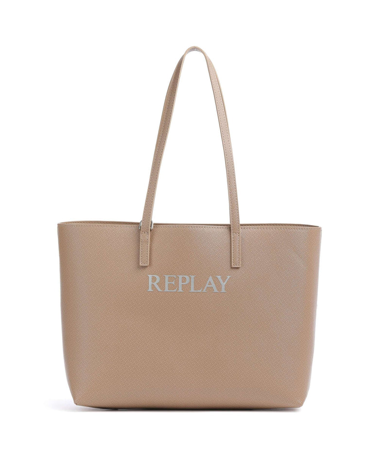 Replay Tote bag dirty pale beige/black