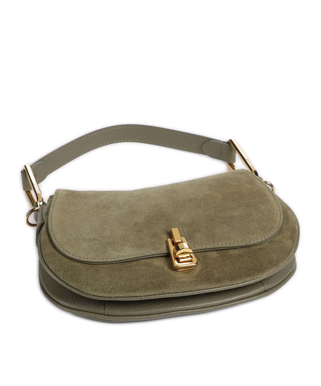 Coccinelle Magie Suede Shoulder bag laurel green