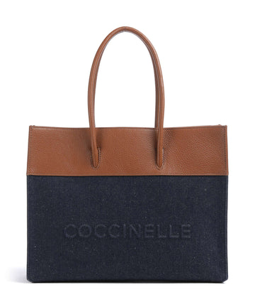 Coccinelle Myrtha Denim Borsa shopper blue/cognac