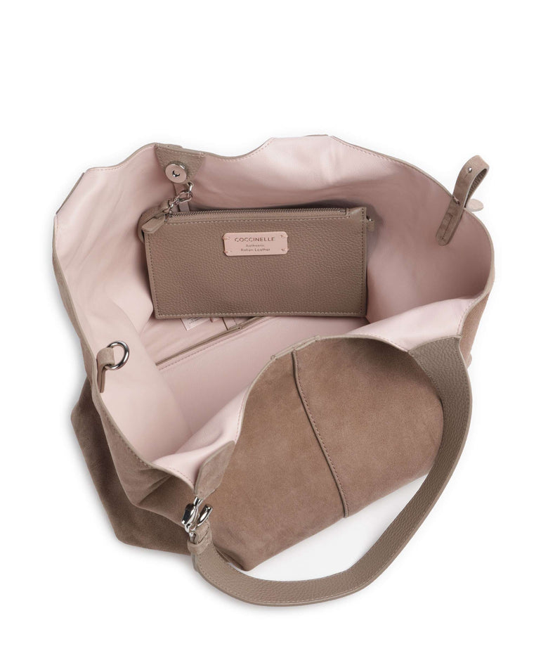 Coccinelle C-Easy Suede Hobo bag warm taupe
