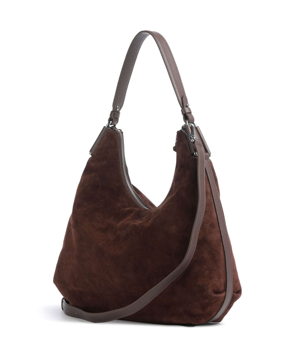 Coccinelle Rebekka Suede Hobo bag brunette