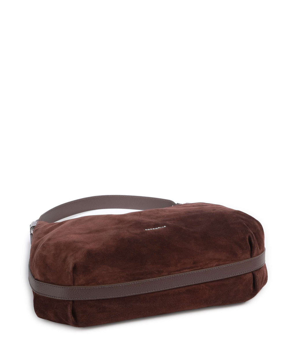 Coccinelle Rebekka Suede Hobo bag brunette