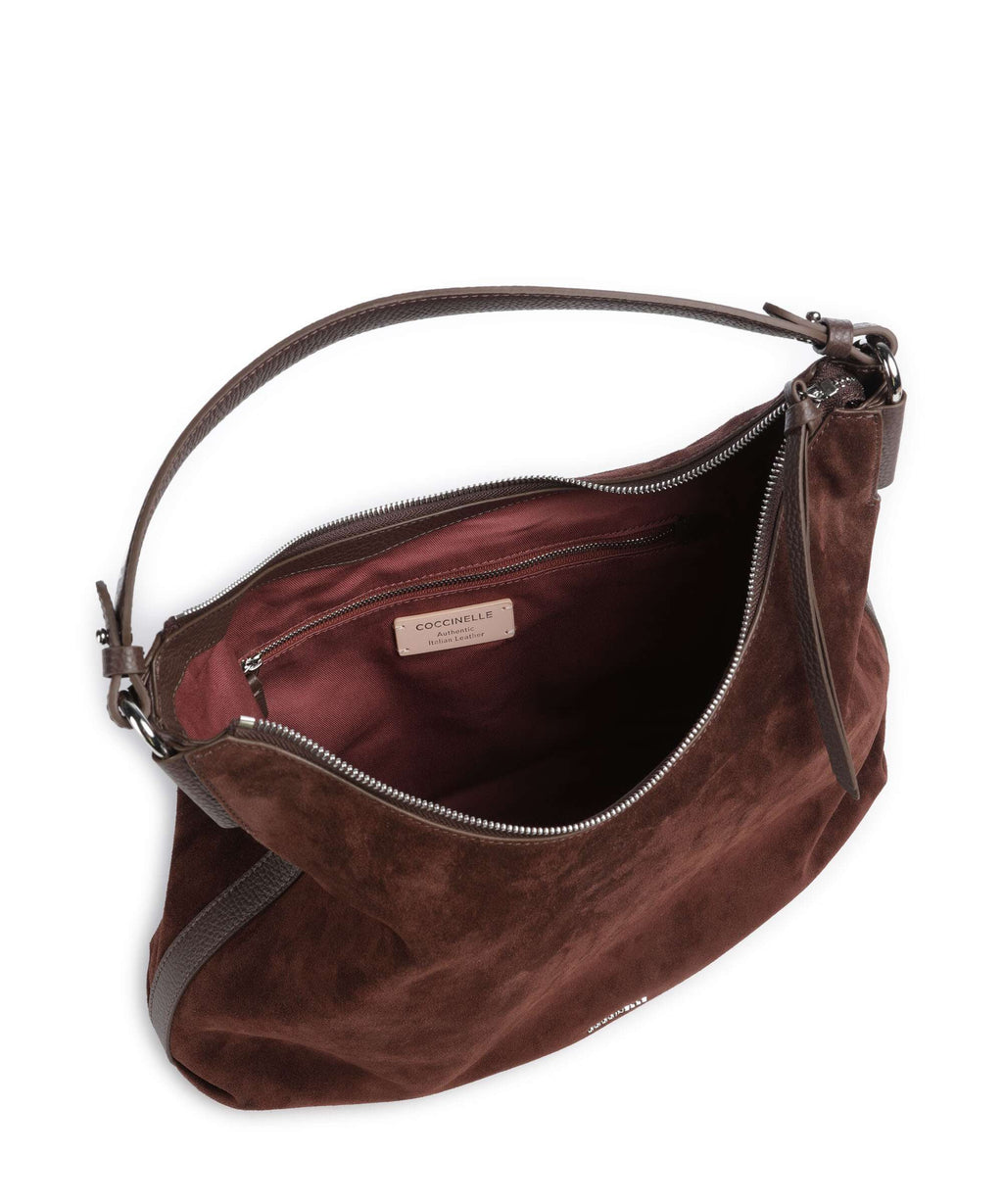 Coccinelle Rebekka Suede Hobo bag brunette