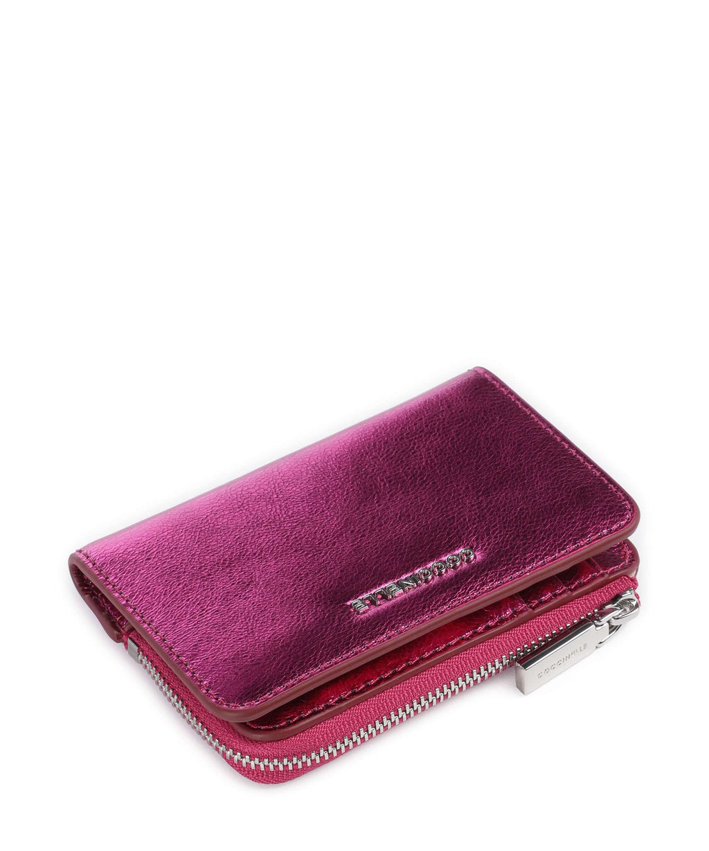 Coccinelle Metallic Smooth Metal Wallet sangria