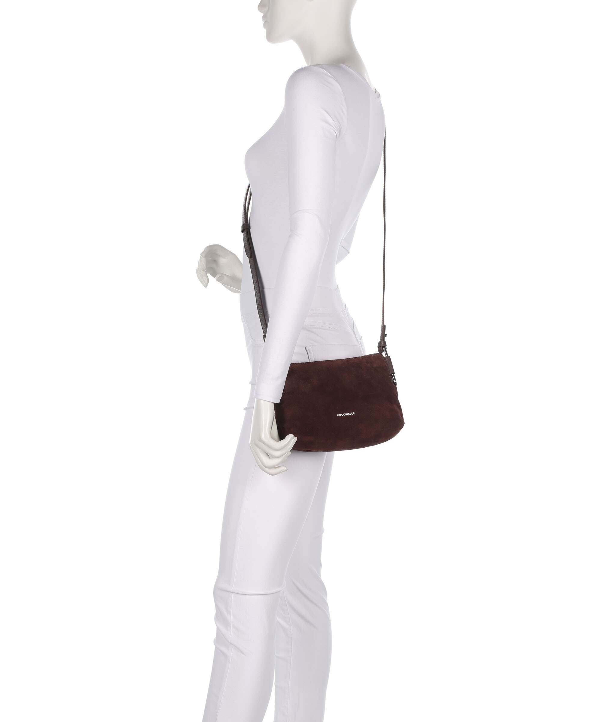 Coccinelle Rebekka Suede Shoulder bag brunette