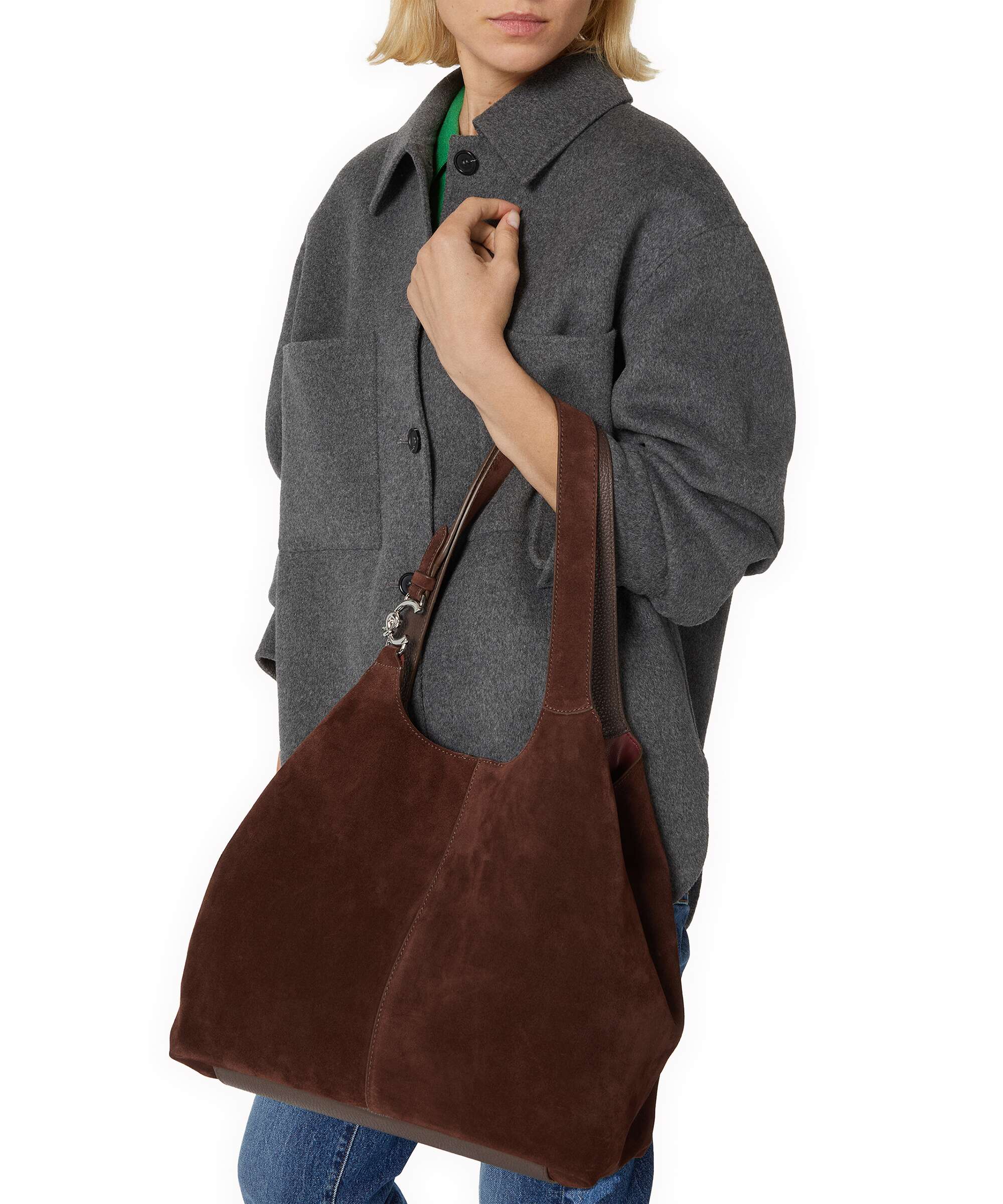 Coccinelle C-Easy Suede Hobo bag brunette