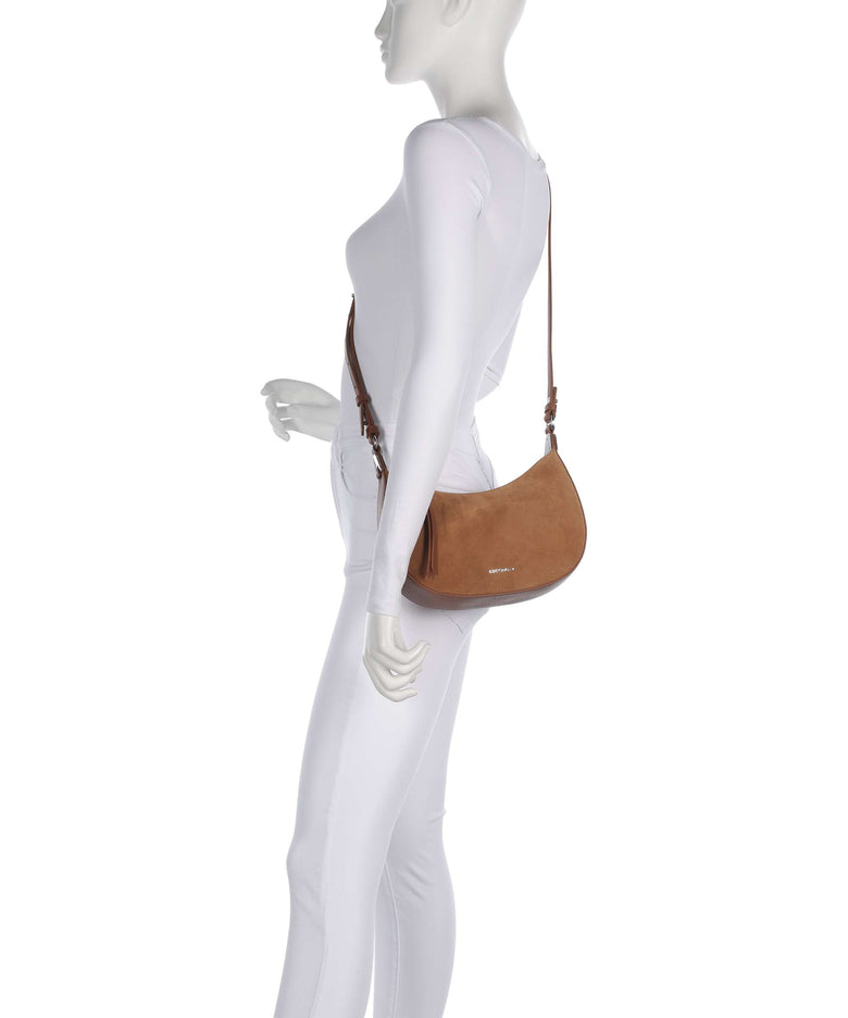 Coccinelle Fujiko Suede Crossbody bag cognac